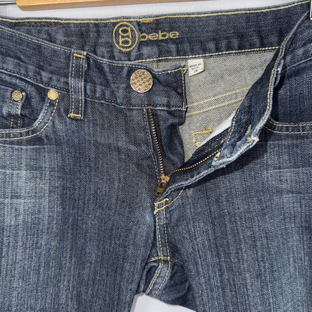 Bebe Carmen Girly Embellished Bootcut Jeans Women's 28 Vintage Blue Y2K *READ - Picture 5 of 14